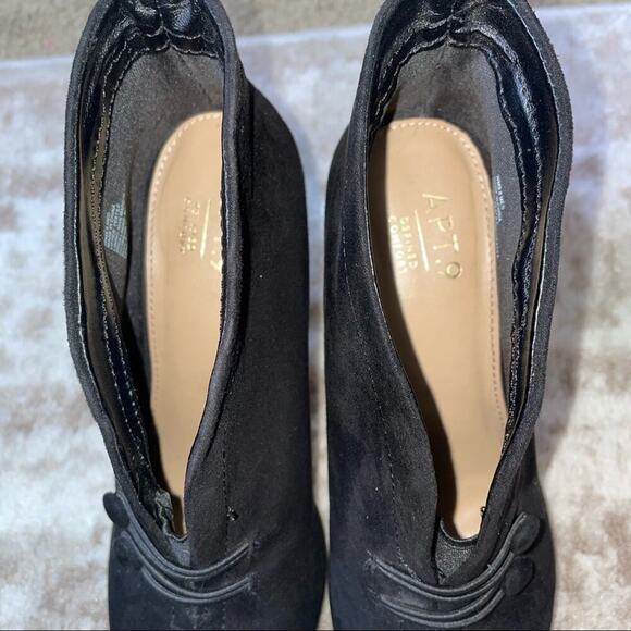 Pre-Owned Apt. 9 Women's Heels Black Split Front Stiletto ankle bootie SZ 8 heel - Picture 5 of 9